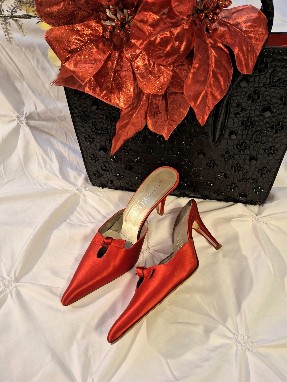 RED SATIN MULE - Picture 4 of 12